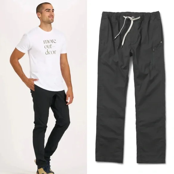 Vuori Men's Ripstop Drawstring Climber Pants in Charcoal - Picture 3 of 12